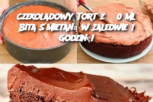 Czekoladowy Tort z 850 ml Bita Śmietaną w Zaledwie 1 Godzinę!