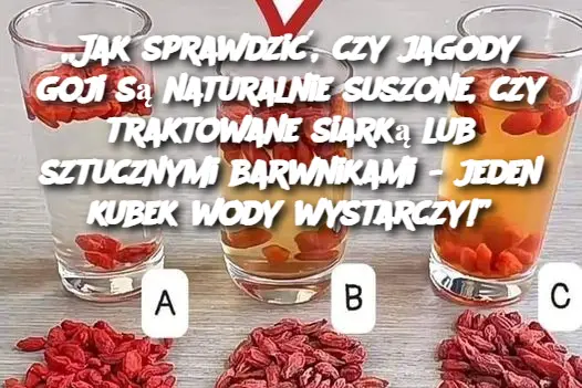 „Jak sprawdzić, czy jagody goji są naturalnie suszone, czy traktowane siarką lub sztucznymi barwnikami - jeden kubek wody wystarczy!”