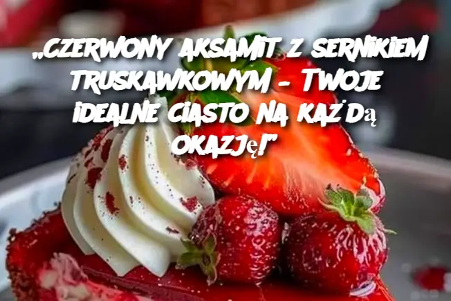 „Czerwony aksamit z sernikiem truskawkowym – Twoje idealne ciasto na każdą okazję!”