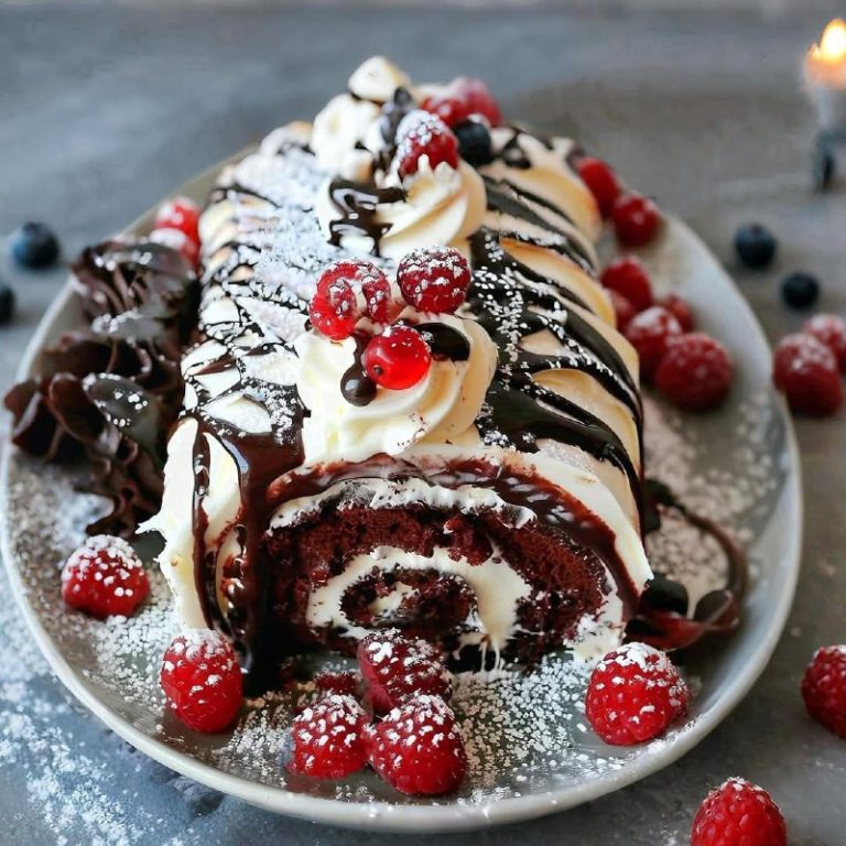 Rotolo Foresta Incantata: Delizia al Cioccolato e Ciliegie in Stile Tronchetto”