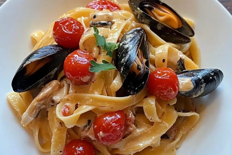 Tagliatelle z małżami i sosem śmietanowym