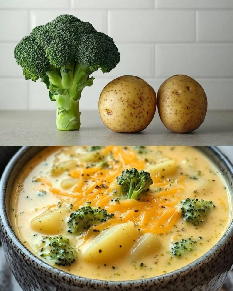 Zupa z brokułów, ziemniaków i sera cheddar