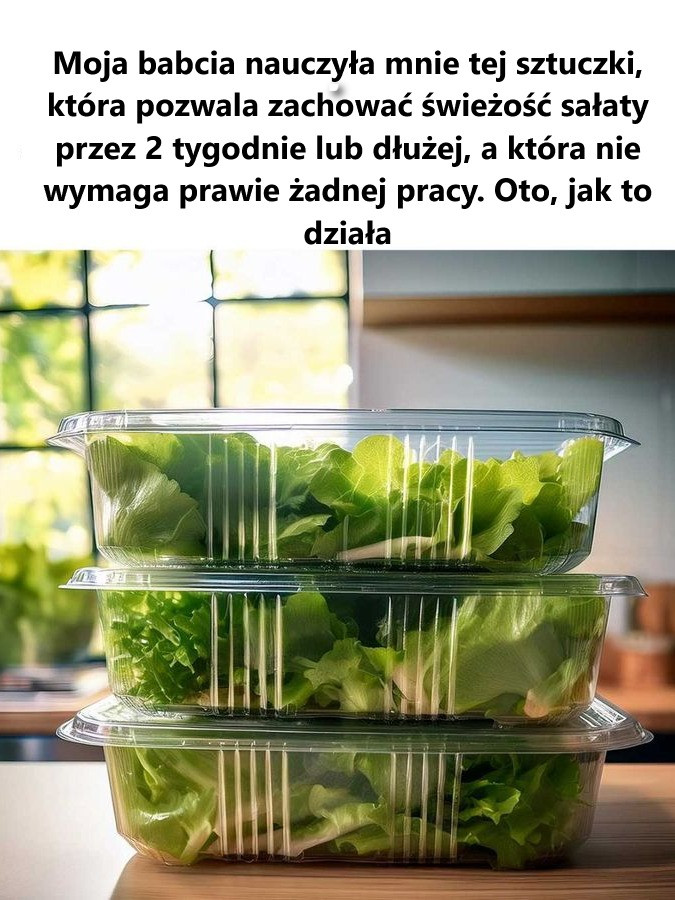 Moja babcia nauczyła mnie tej sztuczki, która pozwala zachować świeżość sałaty przez 2 tygodnie lub dłużej, a która nie wymaga prawie żadnej pracy. Oto, jak to działa